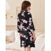 image:imageEkouaer Women Robes Shawl Collar Bathrobe Short Kimono Robe Soft Knit Bathrobes Ladies Sleepwear with Pockets SXXLBlack Pink Flowers