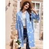 image:imageEkouaer Women Robes Shawl Collar Bathrobe Short Kimono Robe Soft Knit Bathrobes Ladies Sleepwear with Pockets SXXLBlue White Bird