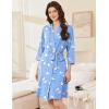 image:imageEkouaer Women Robes Shawl Collar Bathrobe Short Kimono Robe Soft Knit Bathrobes Ladies Sleepwear with Pockets SXXLBlue White Bird