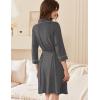 image:imageEkouaer Women Robes Shawl Collar Bathrobe Short Kimono Robe Soft Knit Bathrobes Ladies Sleepwear with Pockets SXXLDark Gray