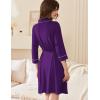 image:imageEkouaer Women Robes Shawl Collar Bathrobe Short Kimono Robe Soft Knit Bathrobes Ladies Sleepwear with Pockets SXXLDark Purple