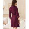 image:imageEkouaer Women Robes Shawl Collar Bathrobe Short Kimono Robe Soft Knit Bathrobes Ladies Sleepwear with Pockets SXXLDate Red