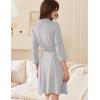 image:imageEkouaer Women Robes Shawl Collar Bathrobe Short Kimono Robe Soft Knit Bathrobes Ladies Sleepwear with Pockets SXXLLight Gray
