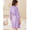 image:imageEkouaer Women Robes Shawl Collar Bathrobe Short Kimono Robe Soft Knit Bathrobes Ladies Sleepwear with Pockets SXXLLight Purple
