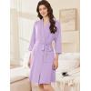 image:imageEkouaer Women Robes Shawl Collar Bathrobe Short Kimono Robe Soft Knit Bathrobes Ladies Sleepwear with Pockets SXXLLight Purple