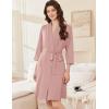image:imageEkouaer Women Robes Shawl Collar Bathrobe Short Kimono Robe Soft Knit Bathrobes Ladies Sleepwear with Pockets SXXLLotus Pink