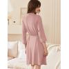image:imageEkouaer Women Robes Shawl Collar Bathrobe Short Kimono Robe Soft Knit Bathrobes Ladies Sleepwear with Pockets SXXLLotus Pink