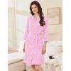 image:imageEkouaer Women Robes Shawl Collar Bathrobe Short Kimono Robe Soft Knit Bathrobes Ladies Sleepwear with Pockets SXXLPink Flowers