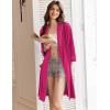 image:imageEkouaer Women Robes Shawl Collar Bathrobe Short Kimono Robe Soft Knit Bathrobes Ladies Sleepwear with Pockets SXXLRose Red