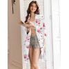 image:imageEkouaer Women Robes Shawl Collar Bathrobe Short Kimono Robe Soft Knit Bathrobes Ladies Sleepwear with Pockets SXXLWhite Red Flowers