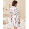 image:imageEkouaer Women Robes Shawl Collar Bathrobe Short Kimono Robe Soft Knit Bathrobes Ladies Sleepwear with Pockets SXXLWhite Red Flowers