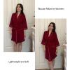 image:imageEkouaer Women Robes Waffle Knee Length Bathrobe Lightweight Soft Sleepwear V neck 34 Sleeve Casual Ladies Loungewear SXXLWine Red
