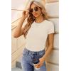 image:imageEkouaer Women Short Sleeve Shirts Lightweight Basic Tops Ribbed Knit Outfit Tees Crew Neck TShirts Work Out BlouseBlackBeigeWhite