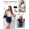 image:imageEkouaer Women Short Sleeve Shirts Lightweight Basic Tops Ribbed Knit Outfit Tees Crew Neck TShirts Work Out BlouseBlackBeigeWhite