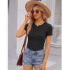 image:imageEkouaer Women Short Sleeve Shirts Lightweight Basic Tops Ribbed Knit Outfit Tees Crew Neck TShirts Work Out BlouseBlackBrownWhite