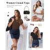 image:imageEkouaer Women Short Sleeve Shirts Lightweight Basic Tops Ribbed Knit Outfit Tees Crew Neck TShirts Work Out BlouseBlackBrownWhite