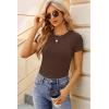 image:imageEkouaer Women Short Sleeve Shirts Lightweight Basic Tops Ribbed Knit Outfit Tees Crew Neck TShirts Work Out BlouseBlackBrownWhite