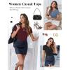 image:imageEkouaer Women Short Sleeve Shirts Lightweight Basic Tops Ribbed Knit Outfit Tees Crew Neck TShirts Work Out BlouseBlackDark RedBlue