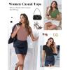 image:imageEkouaer Women Short Sleeve Shirts Lightweight Basic Tops Ribbed Knit Outfit Tees Crew Neck TShirts Work Out BlouseBlackDirty PinkArmy Green