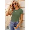 image:imageEkouaer Women Short Sleeve Shirts Lightweight Basic Tops Ribbed Knit Outfit Tees Crew Neck TShirts Work Out BlouseBlackDirty PinkArmy Green