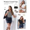 image:imageEkouaer Women Short Sleeve Shirts Lightweight Basic Tops Ribbed Knit Outfit Tees Crew Neck TShirts Work Out BlouseBlackLight GreyWhite