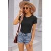 image:imageEkouaer Women Short Sleeve Shirts Lightweight Basic Tops Ribbed Knit Outfit Tees Crew Neck TShirts Work Out BlouseBlackWhiteDark Blue