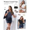 image:imageEkouaer Women Short Sleeve Shirts Lightweight Basic Tops Ribbed Knit Outfit Tees Crew Neck TShirts Work Out BlouseBlackWhiteDark Blue