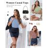 image:imageEkouaer Women Short Sleeve Shirts Lightweight Basic Tops Ribbed Knit Outfit Tees Crew Neck TShirts Work Out BlouseBluePinkGreen