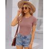 image:imageEkouaer Women Short Sleeve Shirts Lightweight Basic Tops Ribbed Knit Outfit Tees Crew Neck TShirts Work Out BlouseBluePinkGreen