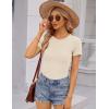 image:imageEkouaer Women Short Sleeve Shirts Lightweight Basic Tops Ribbed Knit Outfit Tees Crew Neck TShirts Work Out BlouseBrownKhakiBeige