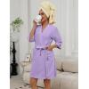 image:imageEkouaer Women Terry Cloth Robes Absorbent Towel Robe Knee Length Soft Bathrobe 34 Sleeve Spa Robe with Pockets S2XL