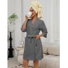 image:imageEkouaer Women Terry Cloth Robes Absorbent Towel Robe Knee Length Soft Bathrobe 34 Sleeve Spa Robe with Pockets S2XLDark Grey