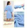 image:imageEkouaer Women Terry Cloth Robes Absorbent Towel Robe Knee Length Soft Bathrobe 34 Sleeve Spa Robe with Pockets S2XLLight Blue