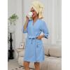 image:imageEkouaer Women Terry Cloth Robes Absorbent Towel Robe Knee Length Soft Bathrobe 34 Sleeve Spa Robe with Pockets S2XLLight Blue