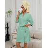 image:imageEkouaer Women Terry Cloth Robes Absorbent Towel Robe Knee Length Soft Bathrobe 34 Sleeve Spa Robe with Pockets S2XLMint Green