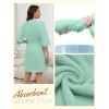 image:imageEkouaer Women Terry Cloth Robes Absorbent Towel Robe Knee Length Soft Bathrobe 34 Sleeve Spa Robe with Pockets S2XLMint Green