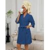 image:imageEkouaer Women Terry Cloth Robes Absorbent Towel Robe Knee Length Soft Bathrobe 34 Sleeve Spa Robe with Pockets S2XLNavy