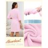 image:imageEkouaer Women Terry Cloth Robes Absorbent Towel Robe Knee Length Soft Bathrobe 34 Sleeve Spa Robe with Pockets S2XLPink