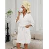 image:imageEkouaer Women Terry Cloth Robes Absorbent Towel Robe Knee Length Soft Bathrobe 34 Sleeve Spa Robe with Pockets S2XLPure White