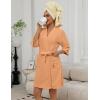 image:imageEkouaer Women Terry Cloth Robes Absorbent Towel Robe Knee Length Soft Bathrobe 34 Sleeve Spa Robe with Pockets S2XLSoft Orange