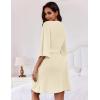 image:imageEkouaer Women Waffle Robes 34 Sleeve Ruffle Knit Bathrobe Soft Lightweight Knee Length Robe LoungewearApricot