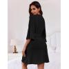 image:imageEkouaer Women Waffle Robes 34 Sleeve Ruffle Knit Bathrobe Soft Lightweight Knee Length Robe LoungewearBlack