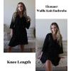 image:imageEkouaer Women Waffle Robes 34 Sleeve Ruffle Knit Bathrobe Soft Lightweight Knee Length Robe LoungewearBlack