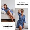 image:imageEkouaer Women Waffle Robes 34 Sleeve Ruffle Knit Bathrobe Soft Lightweight Knee Length Robe LoungewearBlue