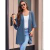 image:imageEkouaer Women Waffle Robes 34 Sleeve Ruffle Knit Bathrobe Soft Lightweight Knee Length Robe LoungewearBlue