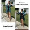 image:imageEkouaer Women Waffle Robes 34 Sleeve Ruffle Knit Bathrobe Soft Lightweight Knee Length Robe LoungewearBlue Green