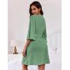 image:imageEkouaer Women Waffle Robes 34 Sleeve Ruffle Knit Bathrobe Soft Lightweight Knee Length Robe LoungewearGreen