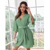 image:imageEkouaer Women Waffle Robes 34 Sleeve Ruffle Knit Bathrobe Soft Lightweight Knee Length Robe LoungewearGreen
