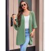 image:imageEkouaer Women Waffle Robes 34 Sleeve Ruffle Knit Bathrobe Soft Lightweight Knee Length Robe LoungewearGreen