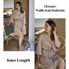 image:imageEkouaer Women Waffle Robes 34 Sleeve Ruffle Knit Bathrobe Soft Lightweight Knee Length Robe LoungewearKhaki